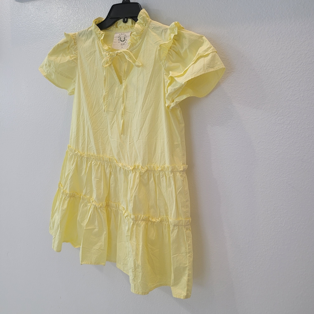 Fantastic Fawn Light Yellow Ruffle Mini Dress Size S - Picture 4 of 10